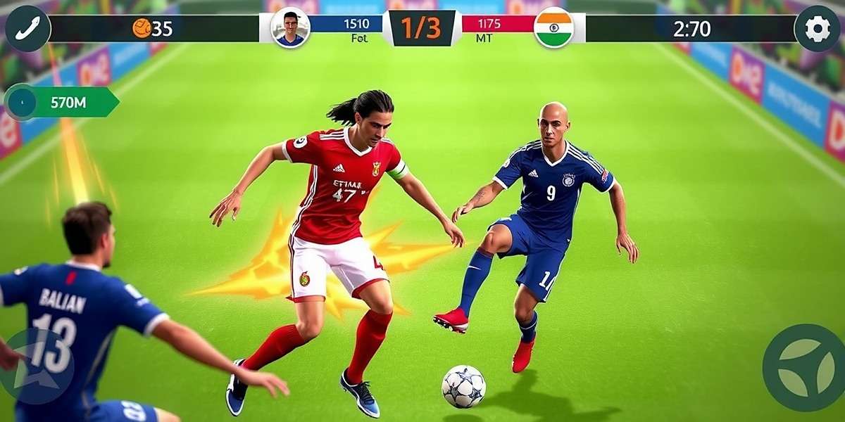 Champions League Clash Gameplay Champions League Clash game screenshot showing intense football match with Indian players in action